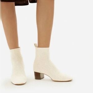 Joie x Revolve Neely Ivory Ribbed Knit Sock Boot Block Heel Ankle Booties Size 7